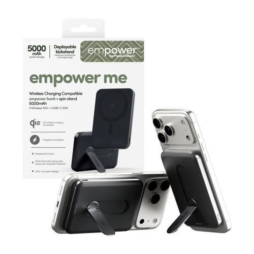 PANZERGLASS EMPOWER POWERBANK W. SPIN STAND 5000MAH SPACE NERO MOD. EM23165 EAN 5715685028397