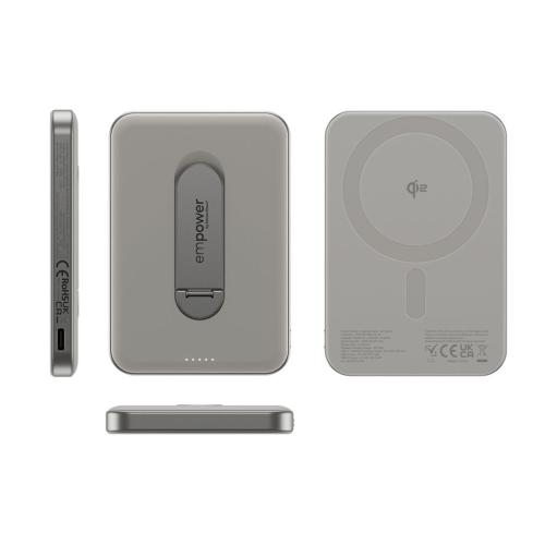 PANZERGLASS EMPOWER POWERBANK W. SPIN STAND 5000MAH TITANIUM MOD. EM34876 EAN 5715685028403