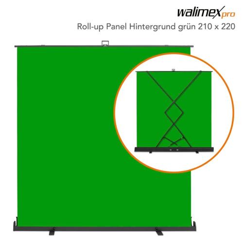 WALIMEX PRO ROLL-UP PANNELLO SFONDO 210X220CM VERDE MOD. 1023209 EAN 4056929232097