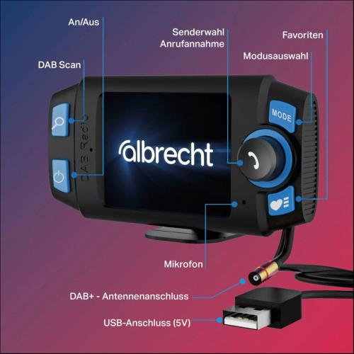 ALBRECHT DR 55 DAB+ DIGITALRADIO ADAPTER / FM-TRANSMITTER AUTO MOD. 27155 EAN 4032661271556