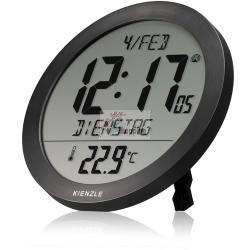 KIENZLE DCF RADIO-CONTROL. WALL CLOCK W. ROOM TEMP.DISPLAY BLACK MOD. 15360 EAN 4007922100418