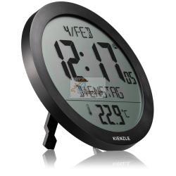 KIENZLE DCF RADIO-CONTROL. WALL CLOCK W. ROOM TEMP.DISPLAY BLACK MOD. 15360 EAN 4007922100418