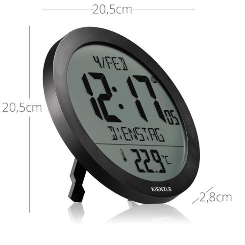 KIENZLE DCF RADIO-CONTROL. WALL CLOCK W. ROOM TEMP.DISPLAY BLACK MOD. 15360 EAN 4007922100418