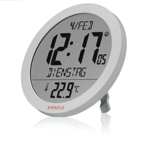 KIENZLE DCF RADIO-CONTROL.WALL CLOCK W.ROOM TEP.DISPLAY WHITE MOD. 15361 EAN 4007922100425