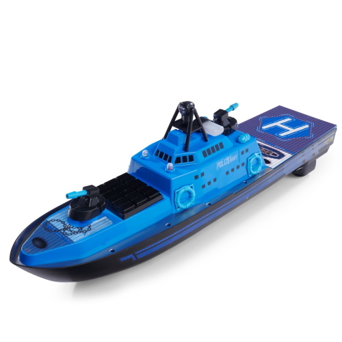 Carson Polizeiboot 2,4G 100% RTR è un battello radiocomandato della polizia pronto all'uso con tecnologia a 2,4 GHz per un controllo stabile e senza interferenze.