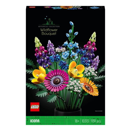 LEGO Icons 10313 Wildblumenstrauß, un set LEGO per adulti con bouquet di fiori di campo da esporre.