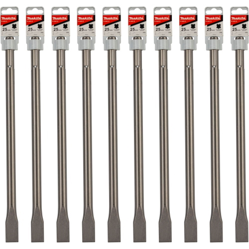 Makita set da 10 scalpelli piatti SDS-MAX 25x400mm, scalpelli professionali per martello demolitore con attacco SDS-MAX.