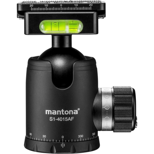 Mantona Fortress 40 Kugelkopf S1-4015AF, testa a sfera per treppiede con bloccaggio sicuro e movimento fluido per fotografia professionale.