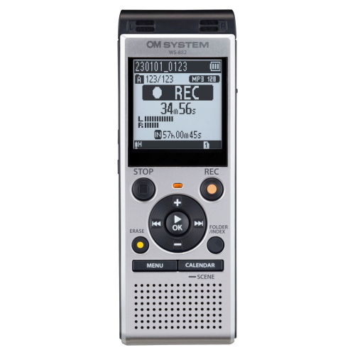 OM system WS-882 registratore vocale digitale portatile con 4GB di memoria interna per cattura audio.