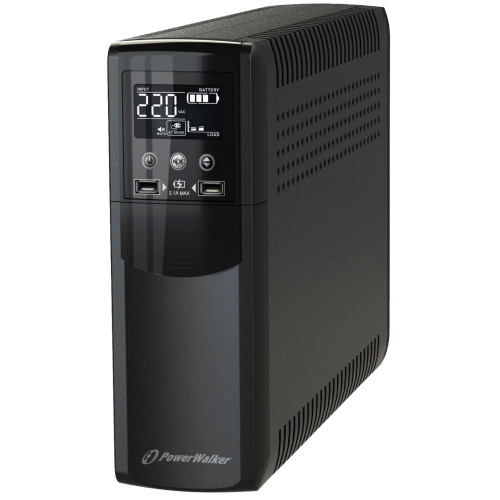 PowerWalker VI 1000 CSW è un UPS line-interactive da 1000VA / 600W con onda sinusoidale pura e display LCD per proteggere apparecchiature sensibili.