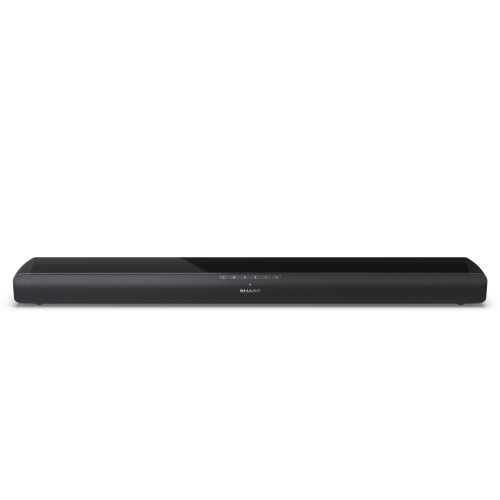 Sharp HT-SB100 soundbar nera per TV, ideale per migliorare l'audio domestico con design compatto e installazione semplice.