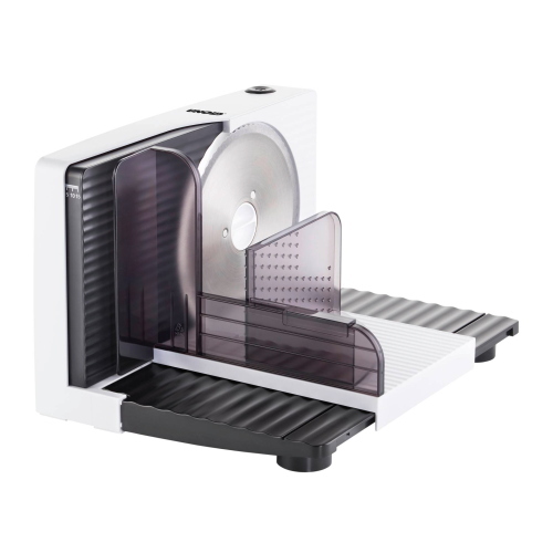 Unold 78860 Allesschneider Curve bianca, affettatrice elettrica per il taglio preciso di alimenti.