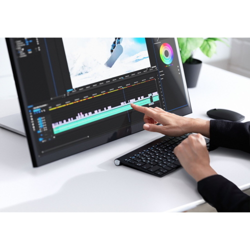 Alogic Clarity Pro Touch 27 pollici UHD 4K monitor touch con supporto pieghevole Fold Stand per interazione diretta.