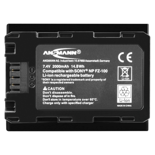 Ansmann A-Son NP FZ-100 è una batteria sostitutiva compatibile con il formato NP-FZ100, ideale per alimentare fotocamere e dispositivi che richiedono questa specifica.