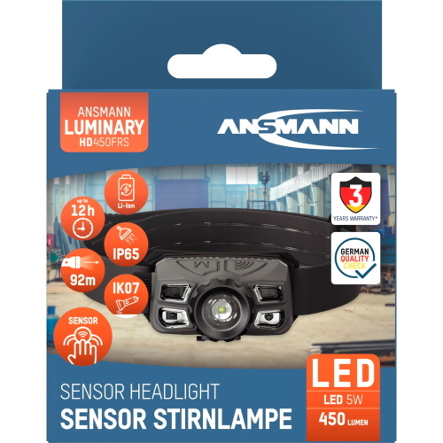 Ansmann HD450FRS fanalino frontale dimmerabile con batteria Li-Ion integrata e ricarica USB-C.