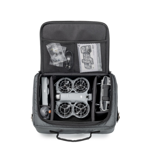 B&W drone.bag TEX.117, borsa tecnica progettata per il trasporto e la protezione del drone DJI Neo 2 con scomparti interni dedicati.
