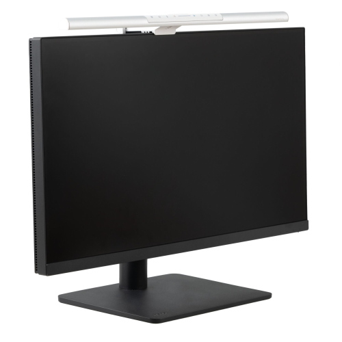 BenQ Screenbar Pro è una lampada da monitor in argento dal design compatto, ideale per illuminare la scrivania senza ingombro.