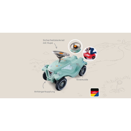 BIG Bobby Car Classic Green Sea è il veicolo a spinta per bambini dal design iconico firmato BIG, ora nella vivace colorazione verde mare.