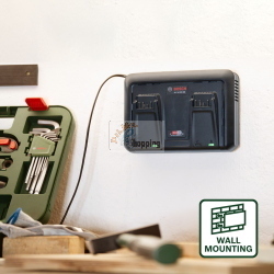 Bosch AL 2x18V-88 Schnell-Lader è un caricabatterie rapido per batterie Bosch 18V per una ricarica veloce ed efficiente
