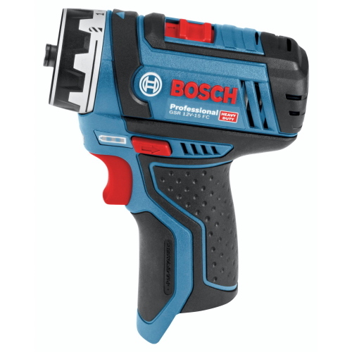 Bosch GSR 12V-15 FC è un trapano avvitatore a batteria da 12 volt con sistema FlexiClick per cambio rapido della testa di lavoro.