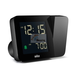Braun BC 015 B-DCF è una sveglia radio controllata con proiezione LED che sincronizza automaticamente l’ora tramite segnale DCF.