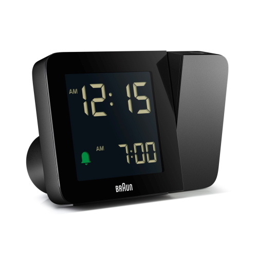 Braun BC 015 B-DCF è una sveglia radio controllata con proiezione LED che sincronizza automaticamente l’ora tramite segnale DCF.