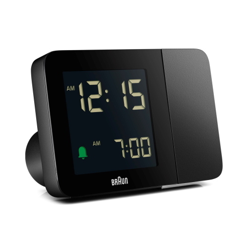 Braun BC 015 B-DCF è una sveglia radio controllata con proiezione LED che sincronizza automaticamente l’ora tramite segnale DCF.