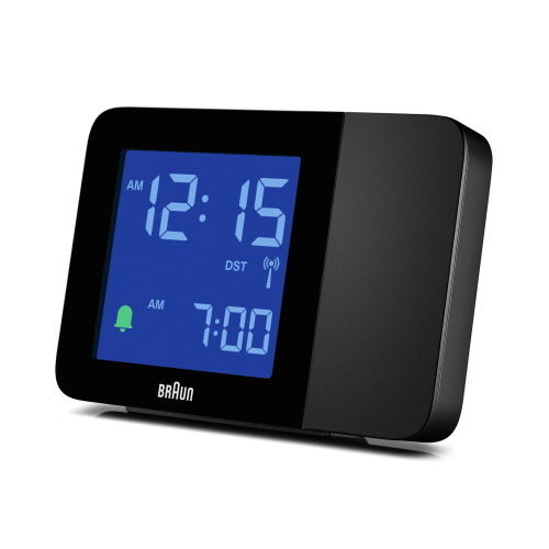 Braun BC 015 B-DCF è una sveglia radio controllata con proiezione LED che sincronizza automaticamente l’ora tramite segnale DCF.