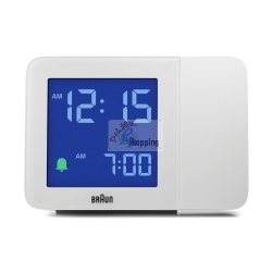 Braun BC 015 W-DCF, sveglia radio-controllata con proiezione dell'ora e sincronizzazione automatica via DCF, colore bianco.