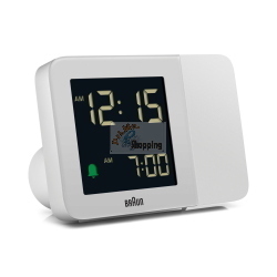Braun BC 015 W-DCF, sveglia radio-controllata con proiezione dell'ora e sincronizzazione automatica via DCF, colore bianco.