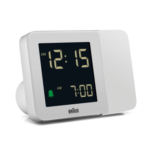 Braun BC 015 W-DCF, sveglia radio-controllata con proiezione dell'ora e sincronizzazione automatica via DCF, colore bianco.