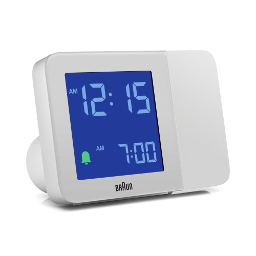 Braun BC 015 W-DCF, sveglia radio-controllata con proiezione dell'ora e sincronizzazione automatica via DCF, colore bianco.