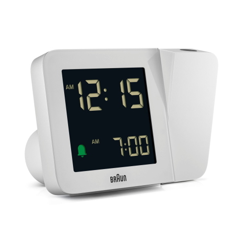 Braun BC 015 W-DCF, sveglia radio-controllata con proiezione dell'ora e sincronizzazione automatica via DCF, colore bianco.