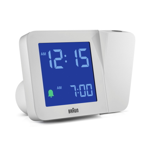 Braun BC 015 W-DCF, sveglia radio-controllata con proiezione dell'ora e sincronizzazione automatica via DCF, colore bianco.