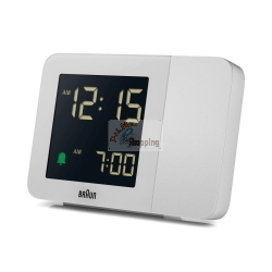 Braun BC 015 W-DCF, sveglia radio-controllata con proiezione dell'ora e sincronizzazione automatica via DCF, colore bianco.