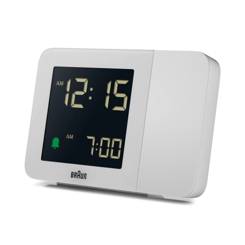 Braun BC 015 W-DCF, sveglia radio-controllata con proiezione dell'ora e sincronizzazione automatica via DCF, colore bianco.