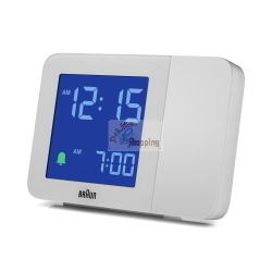 Braun BC 015 W-DCF, sveglia radio-controllata con proiezione dell'ora e sincronizzazione automatica via DCF, colore bianco.