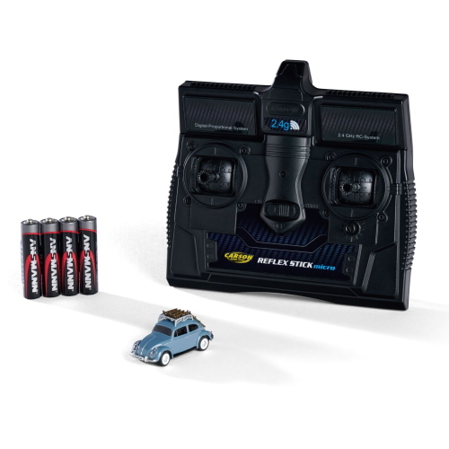 Carson presenta il modellino radiocomandato VW Beetle Wintersport in scala 1:87 con tecnologia 2,4 GHz, pronto all'uso.