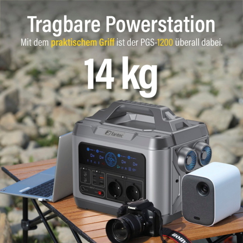 FANTEC PGS-1200 Powerstation e Solargenerator portatile per dispositivi elettronici in mobilità.