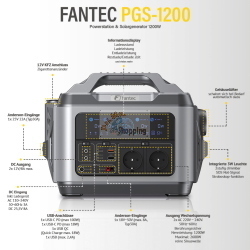 FANTEC PGS-1200 Powerstation e Solargenerator portatile per dispositivi elettronici in mobilità.