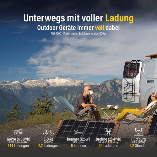 FANTEC PGS-1200 Powerstation e Solargenerator portatile per dispositivi elettronici in mobilità.