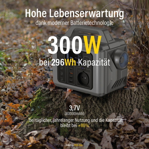 FANTEC PGS-300 Powerstation e Solargenerator, una stazione di energia portatile ideale per ricaricare dispositivi in viaggio o in emergenza.