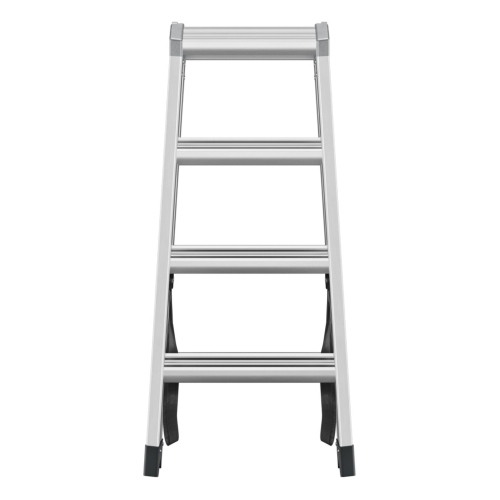 La scala Hailo Master D100 2 x 4 Stufen-Leiter è una scala doppia in alluminio con 8 gradini antiscivolo, versatile come scala autoportante o due scale singole.