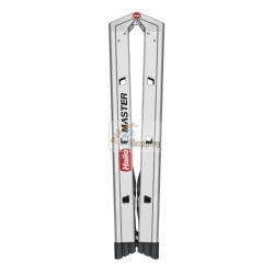La scala Hailo Master D100 2 x 4 Stufen-Leiter è una scala doppia in alluminio con 8 gradini antiscivolo, versatile come scala autoportante o due scale singole.