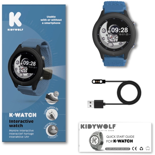 Kidywolf Smart-Watch blau, orologio intelligente per bambini con design moderno e colore blu, ideale per un primo smartwatch.