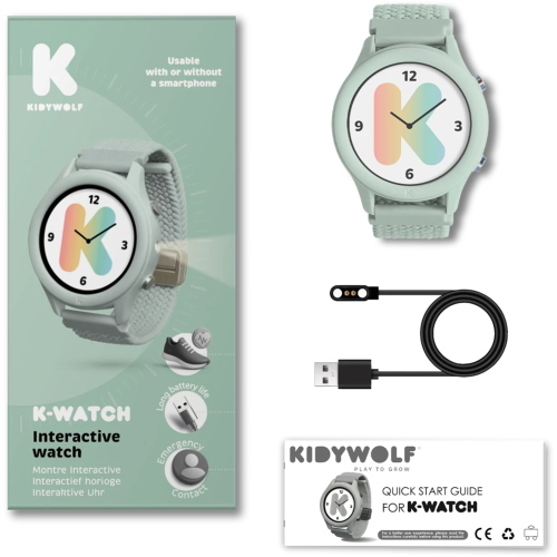 Kidywolf Smart-Watch grün è uno smartwatch per bambini dal design robusto e colore verde.