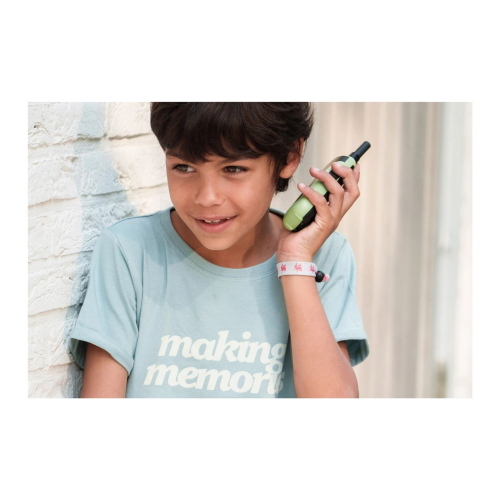Kidywolf Walkie-Talkies con torcia integrata, ricetrasmettitori portatili bicolore verde e arancione per avventure.