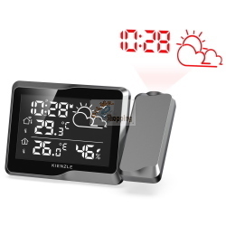 KIENZLE Funk DCF Wetterstation mit Wand-Projektion, stazione meteorologica radio controllata con proiezione a parete per ora e meteo.