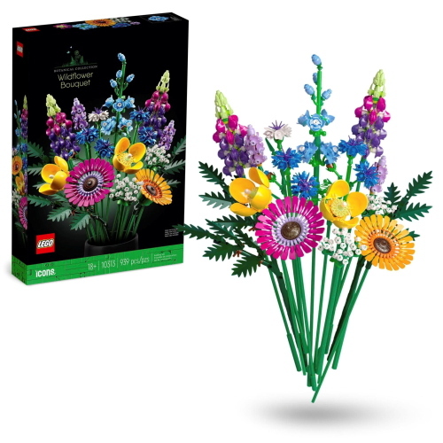 LEGO Icons 10313 Wildblumenstrauß, un set LEGO per adulti con bouquet di fiori di campo da esporre.