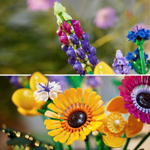 LEGO Icons 10313 Wildblumenstrauß, un set LEGO per adulti con bouquet di fiori di campo da esporre.